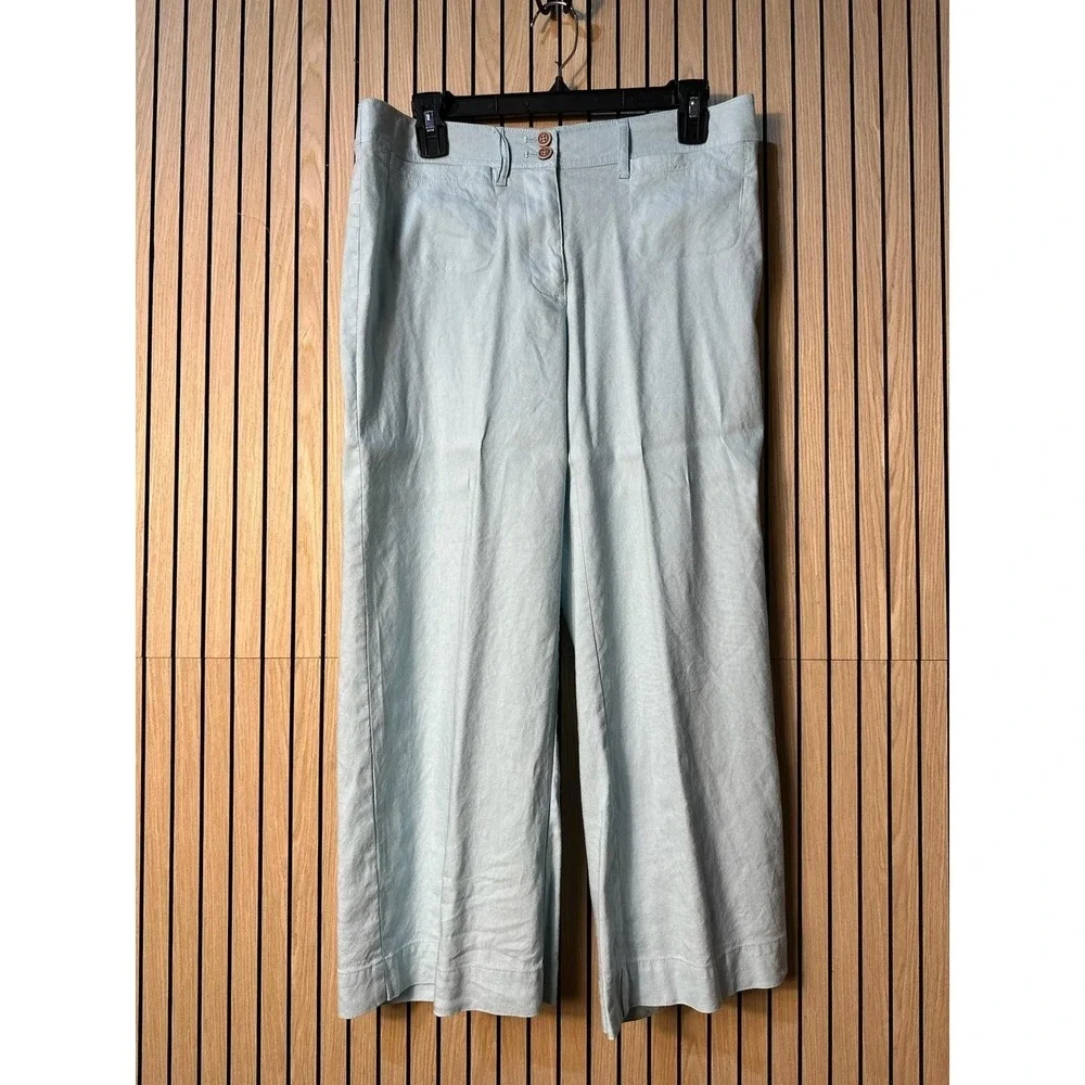 J.Jill Linen Stretch Light Blue Wide Leg Pants (Size Small, Blue, EUC)